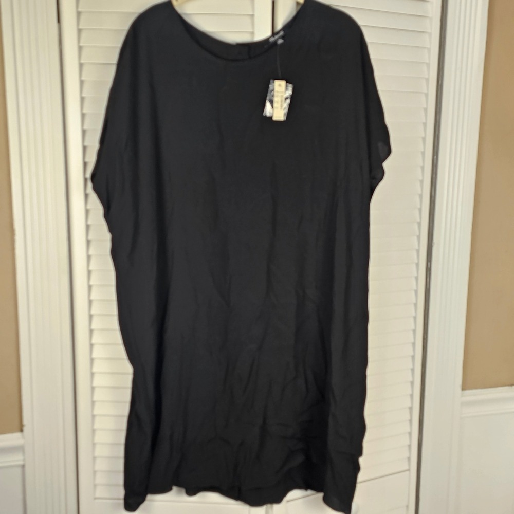 NWT Madewell Womens Black‎ Crewneck Button Back Easy Dress XXL